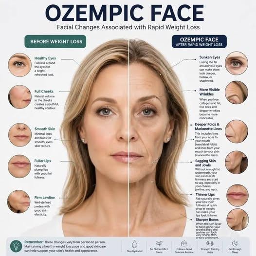 Ozempic Face — facial changes associated with rapid weight loss infographic